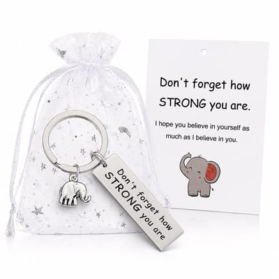 Hypify - Sleutelhanger Olifant met Kaart en Cadeauzakje - Motivatie