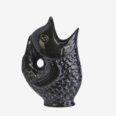 Madam Stoltz - Stoneware Vis Vaas / Karaf - Zwart