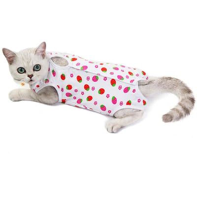 Katten Mouwloos Shirt Kat Herstelpak Ademend E-Kraag Alternatief Vest voor Kat Kleine Puppy Schattige Bedrukte Katoenen Huisdierkleding S