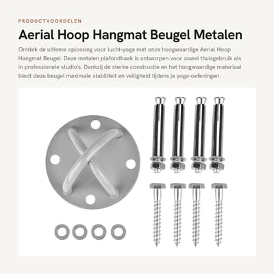 Dailygoods- Plafondhaak Hoogwaardige Metaal - Aerial Hoop - Yoga Hangmat - Installatiebeugels - Schokbestendig - Tot 1000kg Belastbaar - Yoga Haak