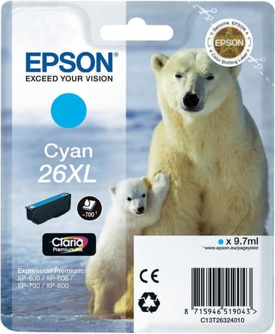 EPSON 26XL inktcartridge cyaan high capacity 9.7ml 700 paginas 1-pack RF-AM blister