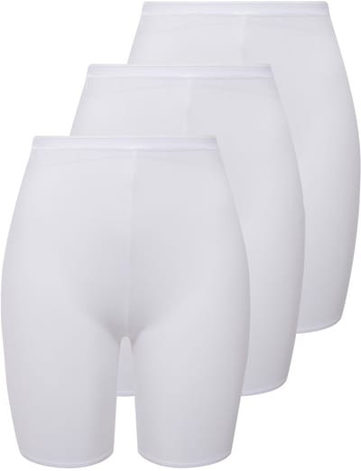 Ulla Popken - Dames - Pantybroekje set van 3 bovenbeenbescherming - Wit - Maat 42+