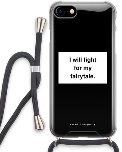 Case Company® - Hoesje met koord geschikt voor iPhone SE 2020 hoesje met Koord - Fight for my fairytale - Telefoonhoesje met Zwart Koord - Bescherming aan alle Kanten en Over de Schermrand