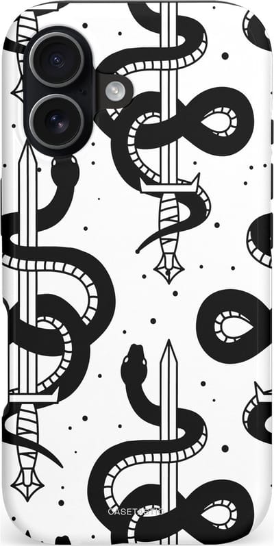 Casetastic hoesje geschikt voor Apple iPhone 17 - MagSafe - Dubbellaagse bescherming - Sluipzwaard - Fashion Case - Wit Zilver Zwart