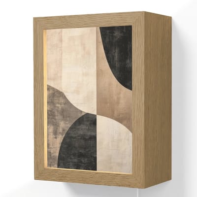Wandlamp 15x20 cm - Oplaadbaar - Abstract - Vlakken - Zwart - Rond - Wandlampen binnen woonkamer - Slaapkamer lamp met kabel - Decoratieve nachtlamp - Vloerlamp snoer