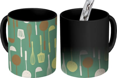 Magische Mok - Foto op Warmte Mokken - Koffiemok - Spatel - Lepel - Patronen - Keuken - Magic Mok - Beker - 350 ML - Theemok