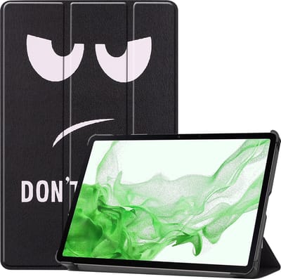 Hoesje Geschikt voor Samsung Galaxy Tab S8 - Dun & Stevig - Trifold Bookcase - Hard Cover - Hardcover Book Case - Tablet Hoes - Don't Touch Me