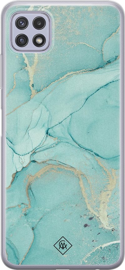 Casimoda® hoesje - Geschikt voor Samsung A22 5G - Marmer mint groen - Backcover - Siliconen/TPU - Mint