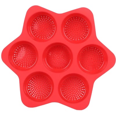 Hamburgerbroodjesvorm 7 Holtes Silicone Anti-aanbak Vaatwasserbestendig Huishoudelijk Hamburgerbroodvorm Red red
