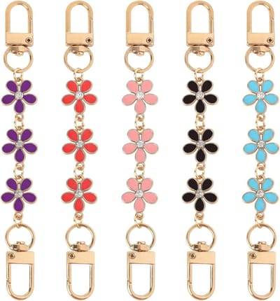 Portemonnee Ketting - Tas Verlengketting - Tassen Decoratie - Bloem Ontwerp - 5 Stuks 11.3cm - Meerkleurig