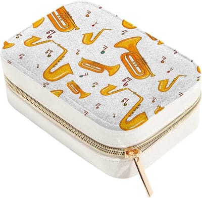 Sieraden Doos - Juwelendoosje Organizer - Sieraden Opbergen - Saxofoon Patroon - 155 x 61 x 41 cm - Meerkleurig