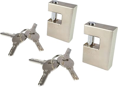 Set van 2 Waterdichte Monoblock Hangsloten met 8 Sleutels voor Garagedeuren, Containers en Schuren