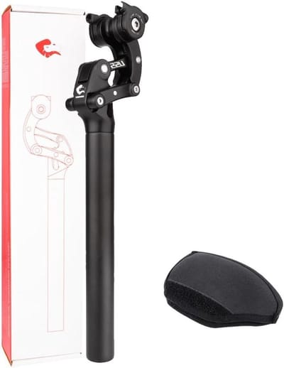 Fiets Zadelpen - Verende Zadelpen - Comfortabel Fietsen - Vier Link Systeem - 365mm 50mm Travel - Zwart