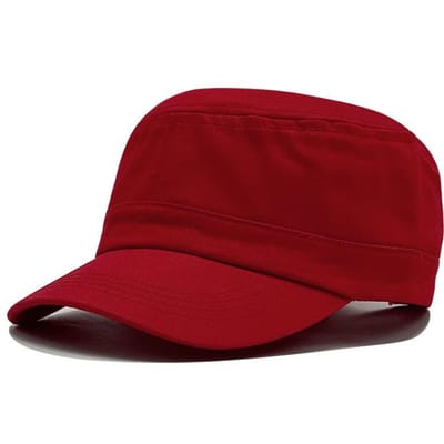 Lente en Zomer Platte Top Hoed Mannen en Vrouwen Modieuze Dunne Ademende Baseballpet Buiten Gepersonaliseerde Zonneklep Militaire Hoed Baseballpet M（56-58cm） red