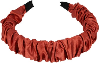 Haarsoires Haarband Diadeem 3cm – Gerimpelde Satijnen Stof – Brique Bruin - Comfortabel voor Dames & Meisjes - Universele Maat