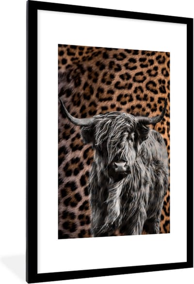 Fotolijst incl. Poster - Schotse hooglander - Zwart - Panter - 80x120 cm - Posterlijst