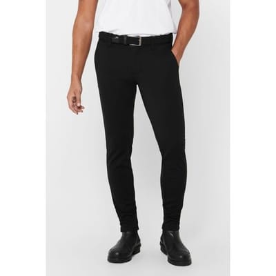 Only & Sons zwarte heren broek   Slim Fit   Steekzakken   Knoop- en ritssluiting   Regular waist Zwart 33/30