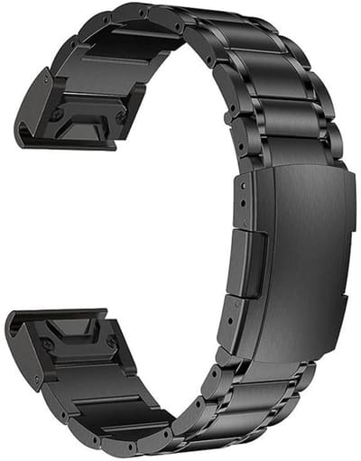 Titanium bandje - RVS - geschikt voor Garmin Fenix 5 / 5 Plus / 6 / 6 Pro / 7 / 7 Pro / 8 (47 mm) / E (47 mm) / Epix (Pro) (2) 47 mm/ Quatix 5 / 6 / 7 / 7 Pro / Approach S60 / S62 / S70 47 mm / MARQ / D2 Delta / D2 Mach 1 / Descent G1 - zwart