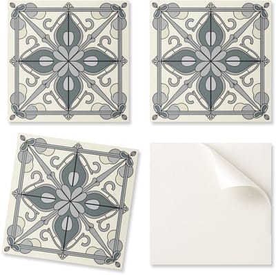 Zelfklevende vinyl wandtegels voor binnen met bloemenpatroon en ornamenten, 9x30x30 cm