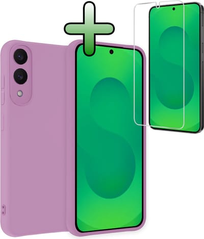Hoesje Met Screenprotector - Geschikt voor Samsung Galaxy S25 Edge - Sterk & Shockproof - Back Cover - Siliconen Case - Telefoon Hoes - Lila