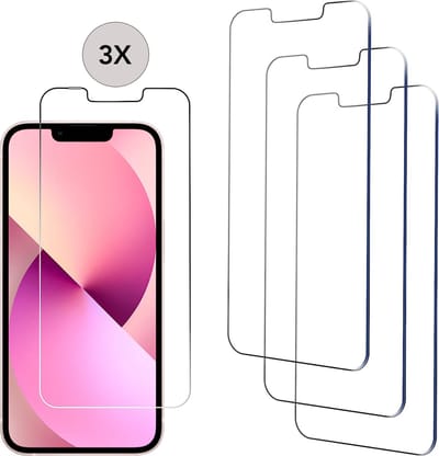 Podec Screenprotector geschikt voor iPhone 14 / iPhone 16e en iPhone 13 / 13 Pro - Gehard Beschermglas - Transparant en Krasbestendig - Tempered Glass Screen Cover - 3 Stuks