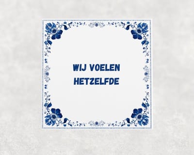 Spreuk tegel 15x15 cm Wij voelen hetzelfde