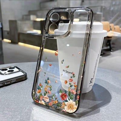 Transparant Bloemen Telefoonhoesje Voor iPhone 11 Hoesje voor iPhone 13 14 12 16 15 Pro Max XR XS X 7 8 SE Esthetische Bloemenhoes Funda For iPhone 13Pro Max gray