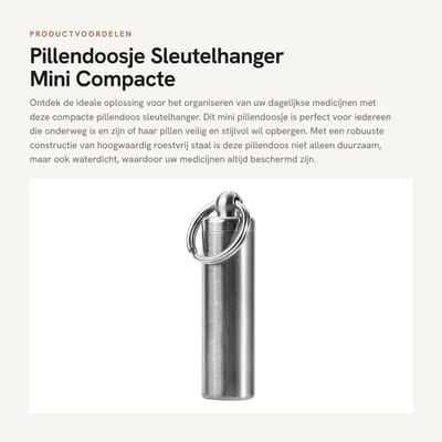 Dailygoods- Pillendoosje Sleutelhanger - Waterdicht - Roestvrij Staal - Compact - Duurzaam - Medicijnen Organizer - Medicijnhouder