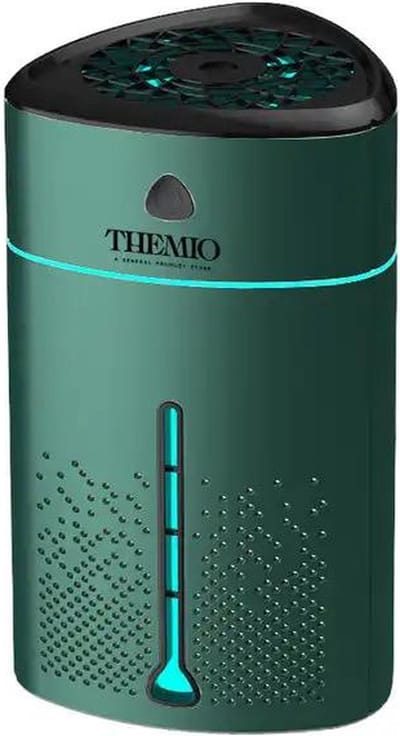 Themio Luchtbevochtiger - Groen/Zwart - inhoud waterreservoir 1L - Aroma Diffusers - Zware Mist Bevochtiger - Humidifier - geurverspreider- Sfeerverlichting
