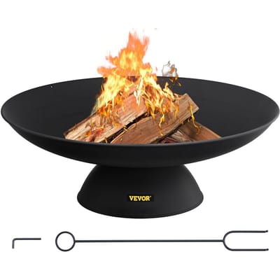 Brasero Bol, Bol à Feu Rond en Fonte Profonde de 30 Pouces, à Bois pour Patios Extérieurs, Jardins et Camping, avec un Bol Stable Conçu sur Base et