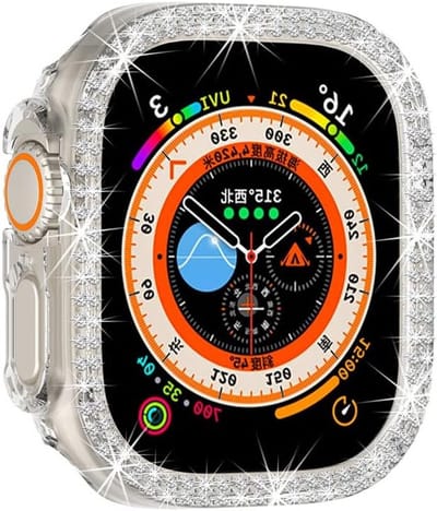 2 Stuks Compatibele Bescherming Hoes voor Apple Watch Series 9/8/7 41mm voor Vrouwen, Schokbestendige Bumper Case met Bling Kristallen en Diamanten Rhinestones