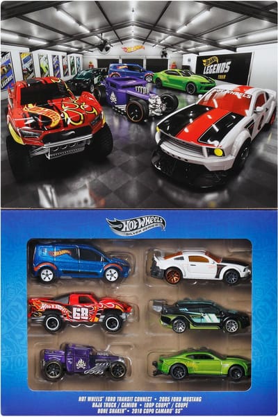 Hot Wheels Metalen Speelgoedauto's en Trucks - Set van 6 HW Legends Voertuigen