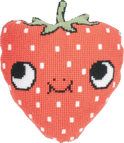 Vervaco - Kruissteekvormkussen kit met rug - Eva Mouton - Aardbei - PN-0206633 - Borduren - Borduurpakket - Borduurpakket volwassenen - Borduurpakket kind