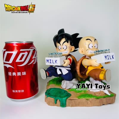 Dragon Ball Anime Figuur Son Goku en Krillin Melkbezorging Model Actiefiguren Periferiepop PVC Model Cadeaus Speelgoed black