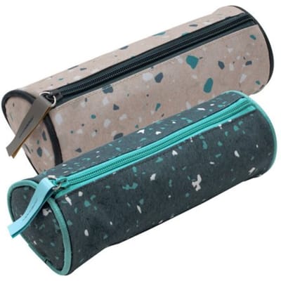Verhaak - Etui - Rond - 21x7 cm - Terrazzo - Nature - Natuu -r Beige - Aarde Tint - Back To School