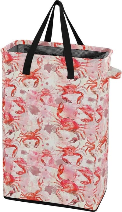 Wasmand met handvatten - Kledingmand opvouwbaar - Vuile kleding opbergen - Waterdicht Oxford stof - 48L capaciteit - Aquarel dier