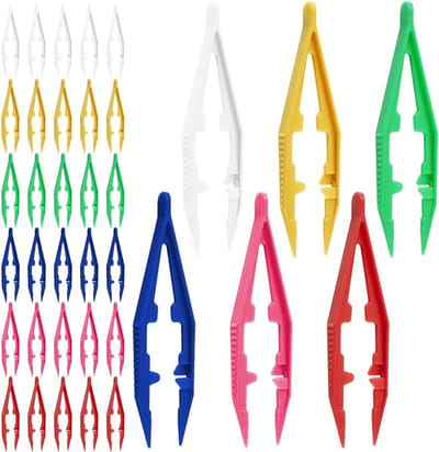 Plastic Pincetten - Knutselpincetten Strijkkralen - Kleine Onderdelen Hanteren - Gekartelde Precisiepunt - 36 Stuks - Meerkleurig