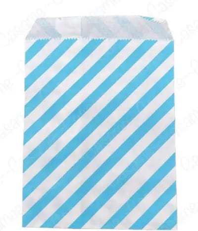 Blauw Cadeauzakje Met Strepen 13x18 cm - 10 Stuks Cadeau Verpakking Blauw Met Wit