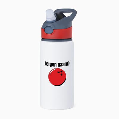Hacebo® - bowlingbal met eigen naam waterfles met rietje rood - Bowlen - ieman die graag bowlt - sport bal - wedstrijdsport - cadeau - verjaardag - kado - water fles - 650ML
