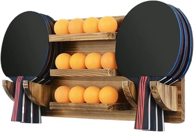 Tafeltennis Racket Houder - Pallet Opslag - Sport Opslag - Houten Constructie - 6 Rackets 12 Ballen - Niet gespecificeerd