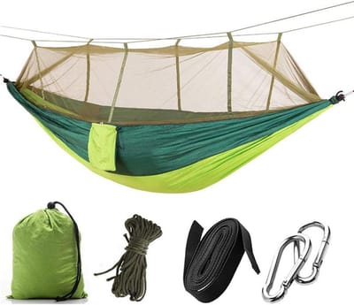 Reis Hangmat - Kampeer Hangmat - Buiten Ontspannen - Met Klamboe - 250 cm Touwen - F