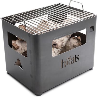 Höfats Beer Box inclusief Grillrooster - 38,5 x 28 x 35cm - Set - Corten Staal - Multifunctioneel - Bierkrat - Vuurkorf - Bijzettafel - Kruk