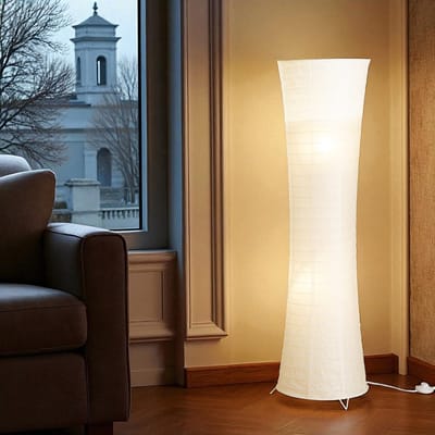 Trango Design LED Rijstpapier Vloerlamp 1229L *SWISS* Rijstpapier Lamp *HANDGEMAAKT* Vloerlamp met witte lampenkap incl. 2x E14 LED lampen, vorm: rond, hoogte: 125cm, woonkamer lamp, vloerlamp