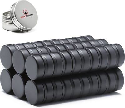 Brute Strength - Super sterke magneten - Rond - 15 x 5 mm - 60 Stuks - Zwarte magneten - Neodymium magneet sterk - Magneten koelkast - Whiteboard magneten - Kleine magneetjes - Mini magneetjes - Platte magneet - Koelkastmagneten - Koelkast magneten