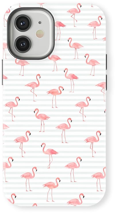 DripCase Hoesje geschikt voor iPhone 12 | Happy Stripes Motief | Magnetisch Opladen | 2-in-1 Ontwerp | Vrolijke Backcover geschikt voor iPhone 12 Flamingo Flush