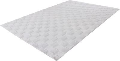 Lalee Soul - 3d Vloerkleed - Tapijt – Karpet - Hoogpolig - Superzacht - nieuwe trend comfy Fluffy - 3d blokjes- rabbit- 80x150 cm zilver grijs