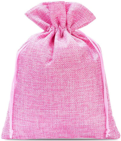 Decoratief Jute Zakjes Zakken | 100% Naturel | 15 x 20 cm | 5 stuk | Roze | Cadeauzakjes Opbergzakjes Geschenkzakjes Cadeau Verpakking Geurzakjes Snoepzakjes Lavendel