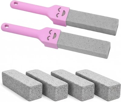 Set van 8 Pumice Stones met Handvatten voor Toilet- en Badkuipreiniging, Vervangbare Schuurstenen voor Voetverzorging en Polijsten van Sanitair