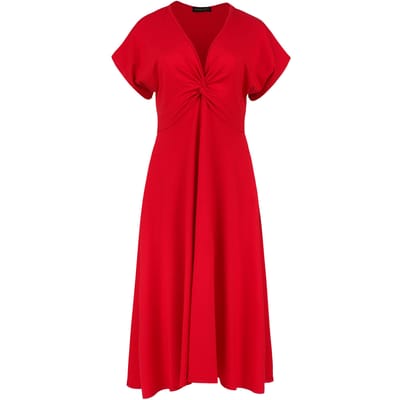 Rood midi-jurk met vlinderstrik