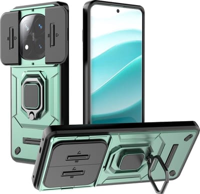 Coverup Hoesje - Geschikt voor Xiaomi Redmi Note 14 Pro+ Hoesje - Coverup Ring Kickstand Back Cover met Camera Shield - Groen